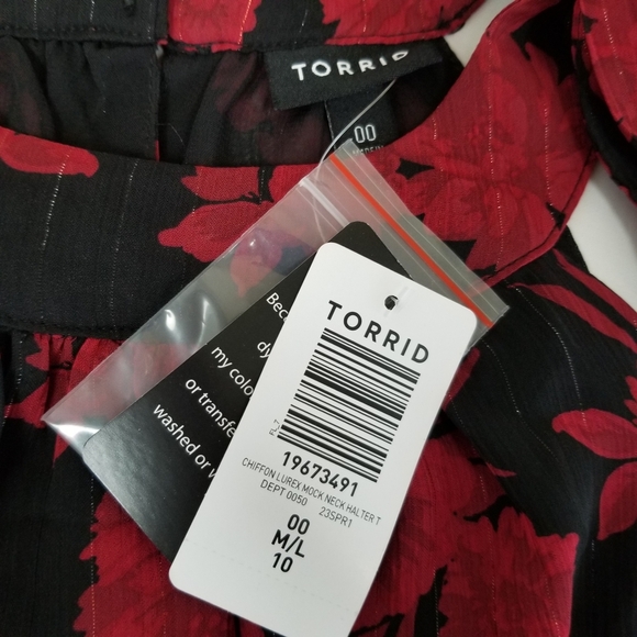 Torrid Chiffon Lurex Mockneck Halter T Size M/L 10 NWT - Picture 6 of 7
